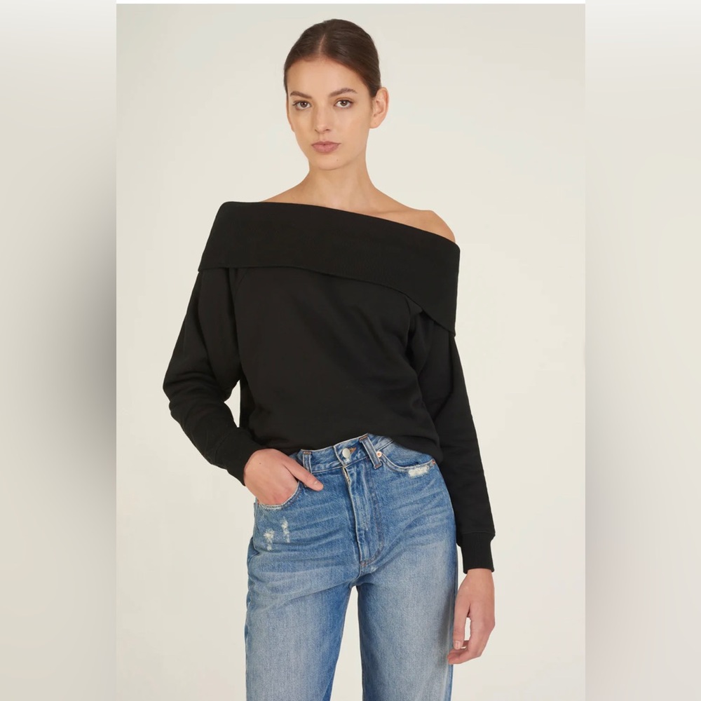 Marissa Webb wide neck slouchy off-shoulder top White Sweatshirt Size M